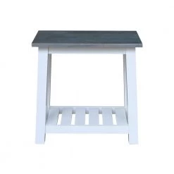 Surrey White & Heather Gray 24 in. Solid Wood Accent Table by International Concepts