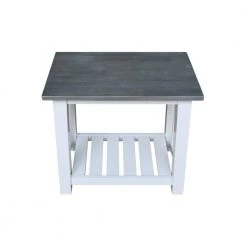 Surrey White & Heather Gray 24 in. Solid Wood Accent Table by International Concepts -International Concepts Sales white heather gray international concepts end side tables ot05 16e2 a0 1000