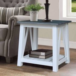Surrey White & Heather Gray 24 in. Solid Wood Accent Table by International Concepts -International Concepts Sales white heather gray international concepts end side tables ot05 16e2 c3 1000