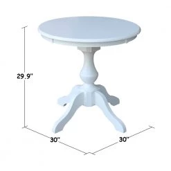 White 30 in Round Solid Wood Dining Table and 2-Emily Side Chairs (3-Piece Set) by International Concepts -International Concepts Sales white international concepts dining room sets k08 30rt 11b c617 2 1f 1000