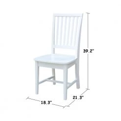 3-Piece Set Olivia White Solid Wood 30 in Round Pedestal Dining Table and 2 Mission Side Chairs by International Concepts -International Concepts Sales white international concepts dining room sets k08 30rt 27b c265 2 fa 1000