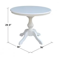 3-Piece Set, White Solid Wood 36 in. Round Table and 2-Mission Chairs by International Concepts -International Concepts Sales white international concepts dining room sets k08 36rt 11b c265 2 4f 1000