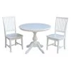 3-Piece Set, White Solid Wood 36 in. Round Table and 2-Mission Chairs by International Concepts