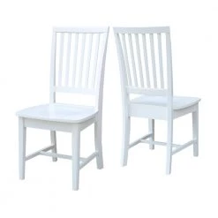 3-Piece Set, White Solid Wood 36 in. Round Table and 2-Mission Chairs by International Concepts -International Concepts Sales white international concepts dining room sets k08 36rt 11b c265 2 76 1000