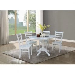 Sophia 5-Piece 36 in. White Extendable Solid Wood Dining Set with Emily Chairs by International Concepts -International Concepts Sales white international concepts dining room sets k08 36rxt 11b c617 4 31 1000