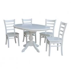 Sophia 5-Piece 36 in. White Extendable Solid Wood Dining Set with Emily Chairs by International Concepts