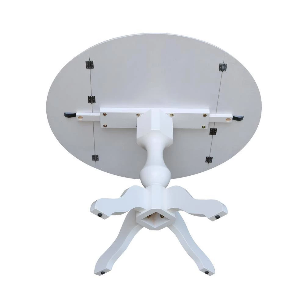 Sophia 3-Piece 42 in. White Round Drop-Leaf Wood Dining Set with Cafe Chairs by International Concepts 4 Sophia 3-Piece 42 in. White Round Drop-Leaf Wood Dining Set with Cafe Chairs by International Concepts - Image 4