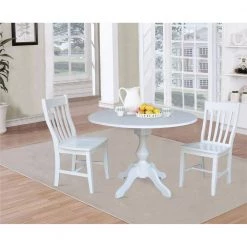 Sophia 3-Piece 42 in. White Round Drop-Leaf Wood Dining Set with Cafe Chairs by International Concepts 23 Sophia 3-Piece 42 in. White Round Drop-Leaf Wood Dining Set with Cafe Chairs by International Concepts -International Concepts Sales white international concepts dining room sets k08 42dpt 11b c61 2 31 1000