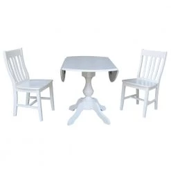 Sophia 3-Piece 42 in. White Round Drop-Leaf Wood Dining Set with Cafe Chairs by International Concepts 18 Sophia 3-Piece 42 in. White Round Drop-Leaf Wood Dining Set with Cafe Chairs by International Concepts -International Concepts Sales white international concepts dining room sets k08 42dpt 11b c61 2 4f 1000