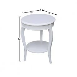 Cambria White Solid Wood Round End Table by International Concepts -International Concepts Sales white international concepts end side tables ot08 18r 18 40 1000