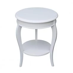 Cambria White Solid Wood Round End Table by International Concepts