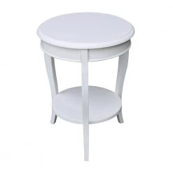 Cambria White Solid Wood Round End Table by International Concepts -International Concepts Sales white international concepts end side tables ot08 18r 18 66 1000