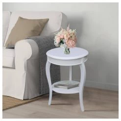 Cambria White Solid Wood Round End Table by International Concepts -International Concepts Sales white international concepts end side tables ot08 18r 18 c3 1000