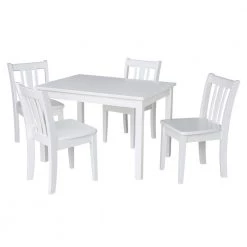 Jorden White 5-Piece Kid's Table and Chair Set by International Concepts
