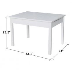 Jorden Lift-Top Storage 3-Piece White Kid's Table and Chair Set by International Concepts -International Concepts Sales white international concepts kids tables chairs k08 jt2532l cc105 2 1f 1000