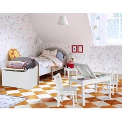 Jorden Lift-Top Storage 3-Piece White Kid's Table and Chair Set by International Concepts -International Concepts Sales white international concepts kids tables chairs k08 jt2532l cc105 2 31 1000