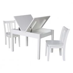 Jorden Lift-Top Storage 3-Piece White Kid's Table and Chair Set by International Concepts -International Concepts Sales white international concepts kids tables chairs k08 jt2532l cc105 2 c3 1000