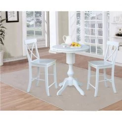 30 in. Sophia Round Solid Wood Gathering Table by International Concepts -International Concepts Sales white international concepts kitchen dining tables k08 30rt 11p 4f 1000