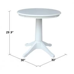 Olivia White Solid Wood 30 in. Round Pedestal Dining Table by International Concepts -International Concepts Sales white international concepts kitchen dining tables k08 30rt 27b 1f 1000