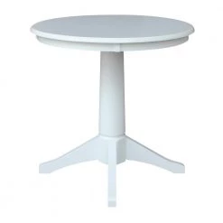 Olivia White Solid Wood 30 in. Round Pedestal Dining Table by International Concepts -International Concepts Sales white international concepts kitchen dining tables k08 30rt 27b 4f 1000